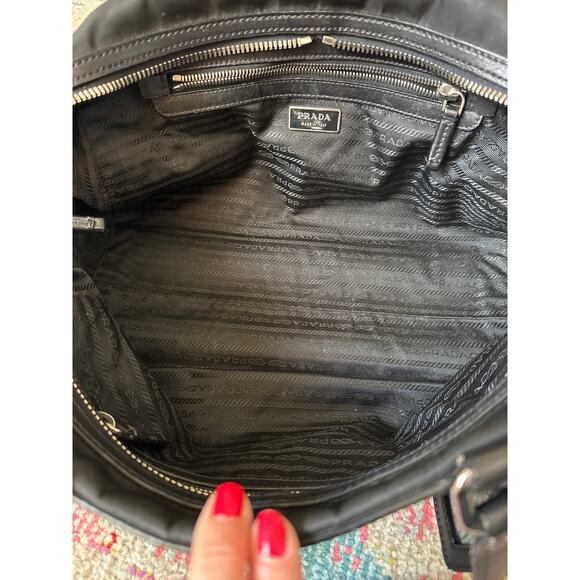 Prada Bauletto Black Nylon Leather Shoulder Bag With Authentication Card - Picture 14 of 16